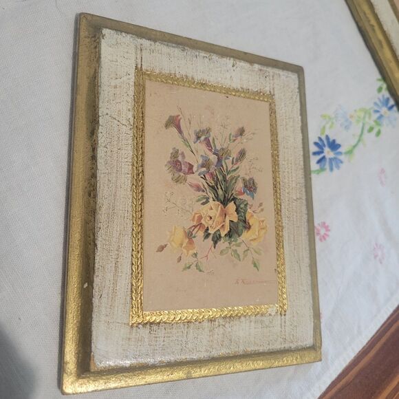 Vintage Florentine Gold Gilt Floral Wall Plaques Set of 3 MCM Made in Italy - Picture 15 of 16